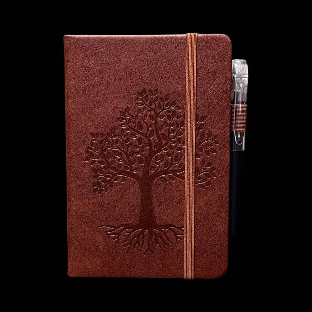 Dark Brown Tree of Life Embossed Small Hardcover Lined Journal with Pen
